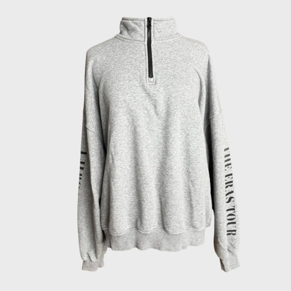 Taylor Swift‎ The Eras Tour Gray Zip Sweatshirt Large or XL Boxy fit Pop Music - Picture 5 of 9